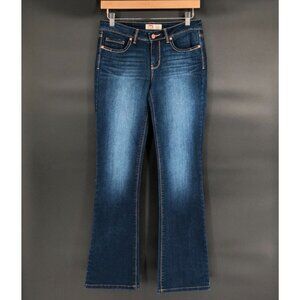L.E.I. Ashley Lowrise Slim Bootcut Jeans Juniors Size 5 Dark Wash Y2k Faded